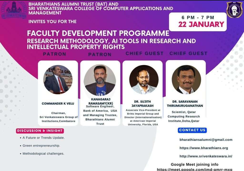 Faculty Development Programme On Research Methodology, Ai In Researchand Intellectual Property Rights